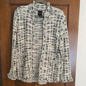 NIC+ZOE Black and White Tweed Cardigan Sweater